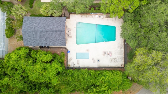 bird's eye view of a pool