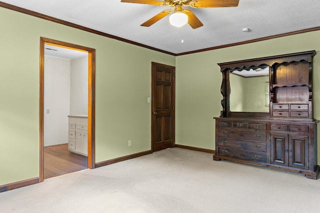 4075 Brown St, Orangeburg, SC 29118 - unfurnished bedroom with light colored carpet, baseboards, ornamental molding, and ceiling fan