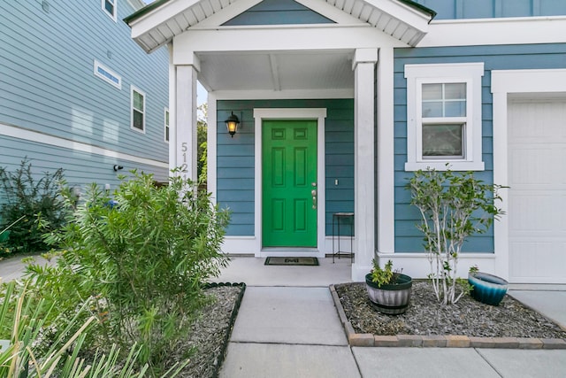 entrance to property with a garage