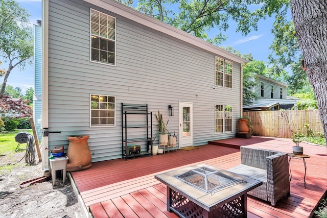 2773 Forest Dew Ct, Charleston, SC 29414 - wooden deck featuring an outdoor fire pit