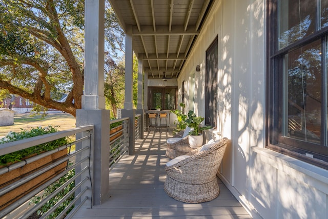 exterior space featuring french doors and covered porch