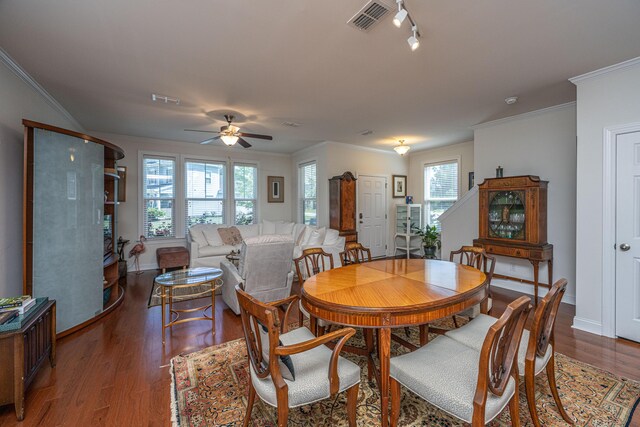 1607 Roustabout Way, Charleston, SC 29414 - dining area featuring wood finished floors, ceiling fan, and crown molding