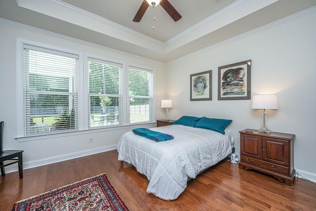 1607 Roustabout Way, Charleston, SC 29414 - bedroom featuring a raised ceiling, wood finished floors, crown molding, and a ceiling fan