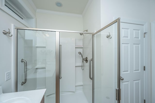 1607 Roustabout Way, Charleston, SC 29414 - full bathroom featuring ornamental molding, vanity, and a stall shower