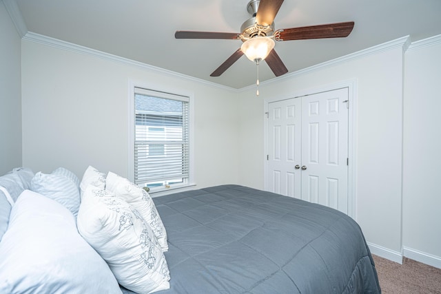 1607 Roustabout Way, Charleston, SC 29414 - bedroom featuring crown molding, carpet floors, a closet, and a ceiling fan