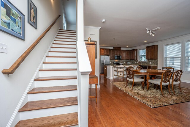 1607 Roustabout Way, Charleston, SC 29414 - stairway with wood finished floors and recessed lighting