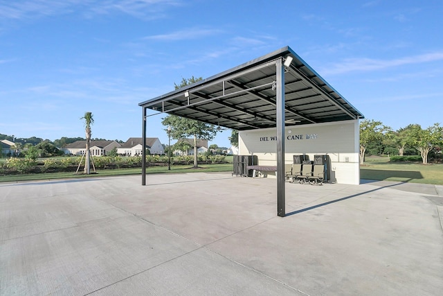 view of patio / terrace with a garage