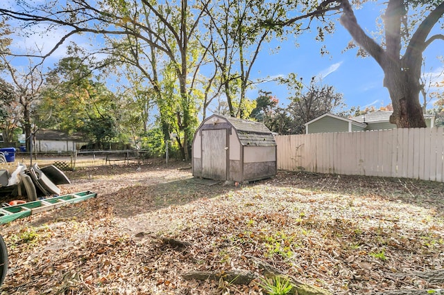 view of yard featuring a storage shed