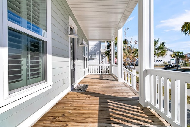deck featuring a porch