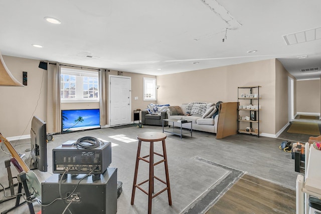 living room featuring wood-type flooring