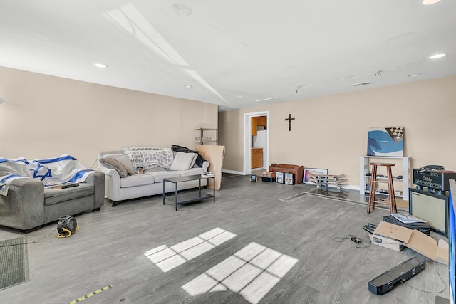 living room featuring light hardwood / wood-style floors