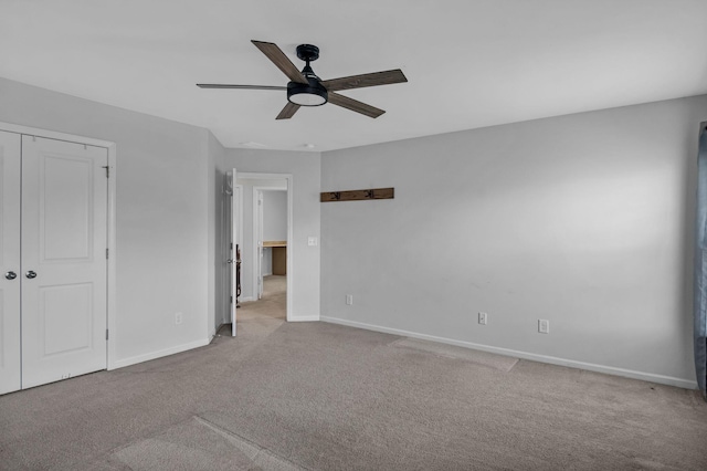 9923 Honeylocust Ln, Ladson, SC 29456 - unfurnished bedroom with carpet floors, baseboards, ceiling fan, and a closet