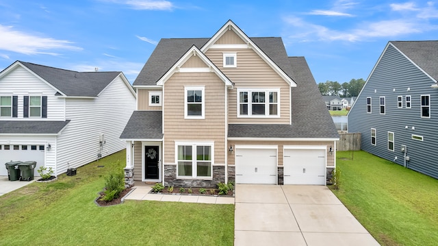 craftsman-style house with a garage and a front yard