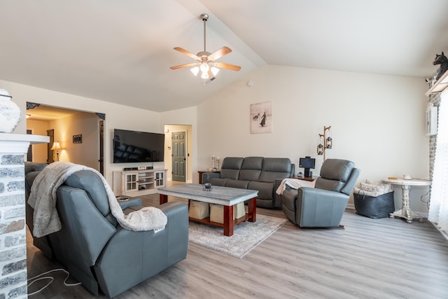 137 Salem Creek Dr, Goose Creek, SC 29445 - living room featuring light wood-style flooring, a ceiling fan, and lofted ceiling