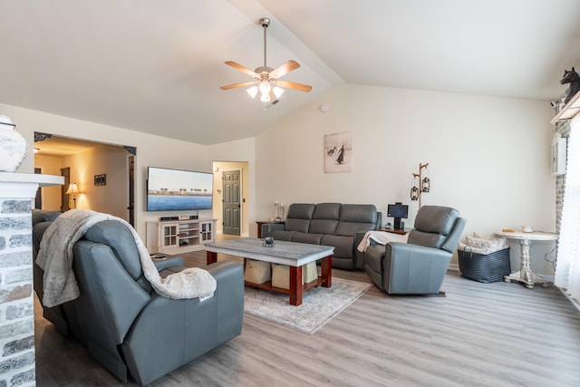 137 Salem Creek Dr, Goose Creek, SC 29445 - living area featuring light wood-style floors, a ceiling fan, and vaulted ceiling