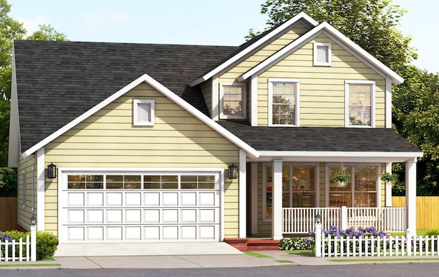 view of front of house featuring a garage and covered porch