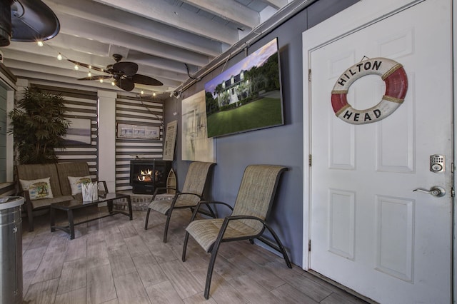 view of patio / terrace with a ceiling fan and covered porch