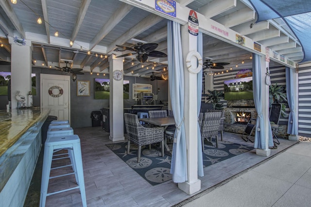 view of patio / terrace featuring a bar