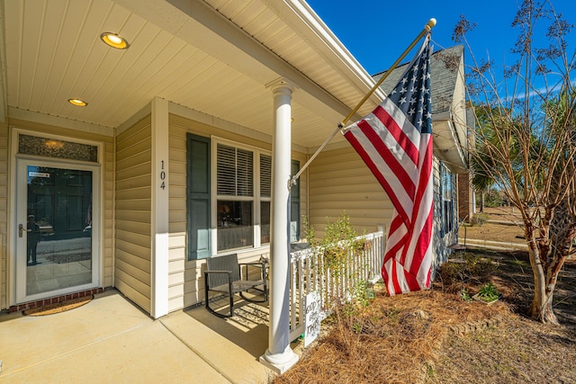 exterior space featuring covered porch