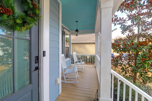 deck featuring a porch