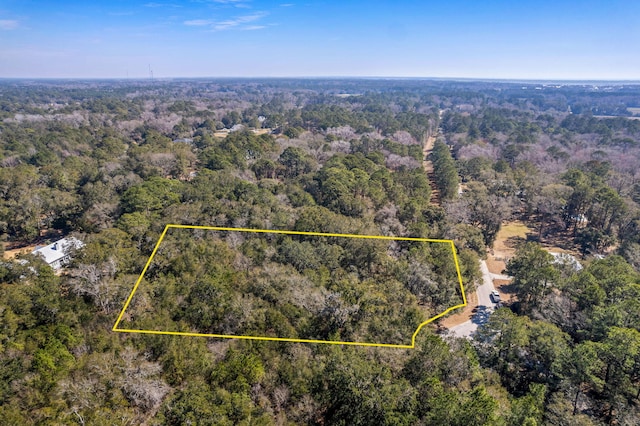 aerial view with a wooded view