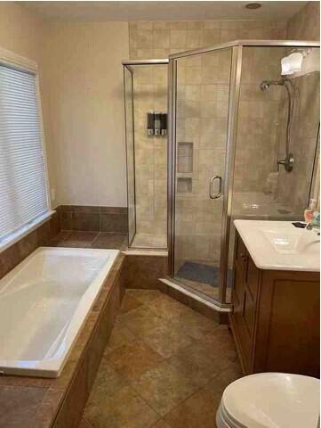 104 Legend Oaks Way, Summerville, SC 29485 - full bathroom with toilet, a shower stall, a bath, and vanity