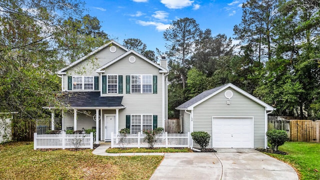 view of front of home featuring a garage and a front yard