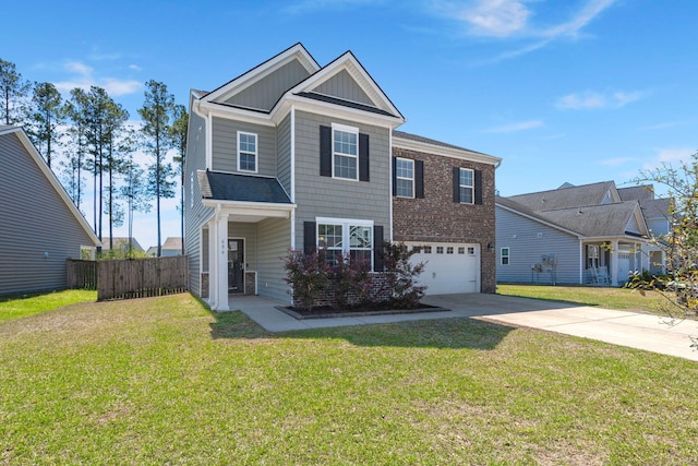 686 Redbud Ln, Summerville, SC 29486 - traditional-style house with fence, a garage, concrete driveway, a front lawn, and board and batten siding