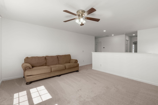 686 Redbud Ln, Summerville, SC 29486 - living area with baseboards, carpet, and a ceiling fan
