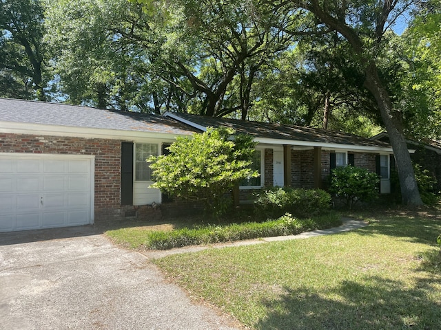 1866 Ashley Hall Rd, Charleston, SC 29407 - ranch-style house featuring brick siding, a front lawn, a garage, and driveway