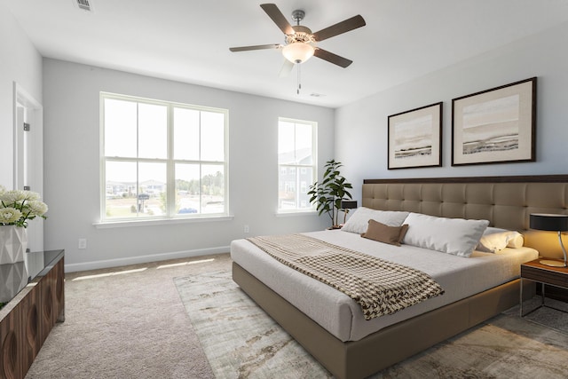 125 Brown Swiss Cir, Summerville, SC 29483 - bedroom with light colored carpet, baseboards, a ceiling fan, and visible vents