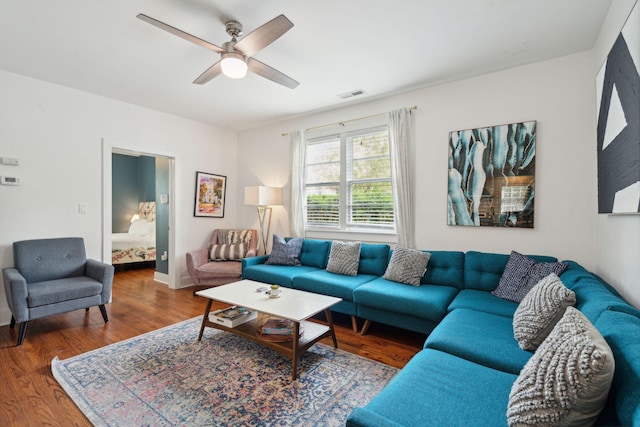 167 Coming St, Charleston, SC 29403 - living area featuring wood finished floors, ceiling fan, and baseboards