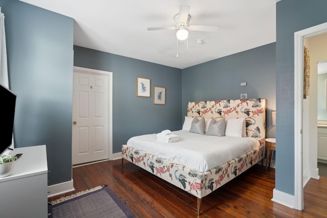 167 Coming St, Charleston, SC 29403 - bedroom with hardwood / wood-style flooring, baseboards, and ceiling fan