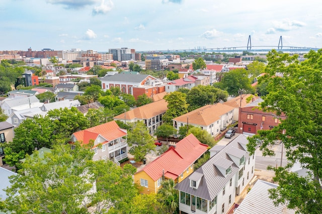 drone / aerial view with a view of city