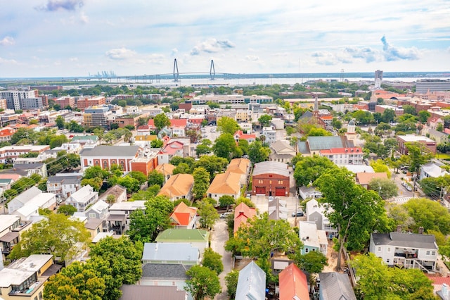 birds eye view of property with a city view