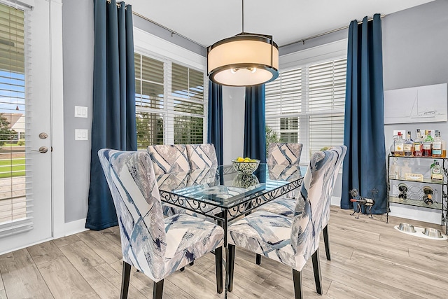 dining room featuring plenty of natural light and light hardwood / wood-style floors