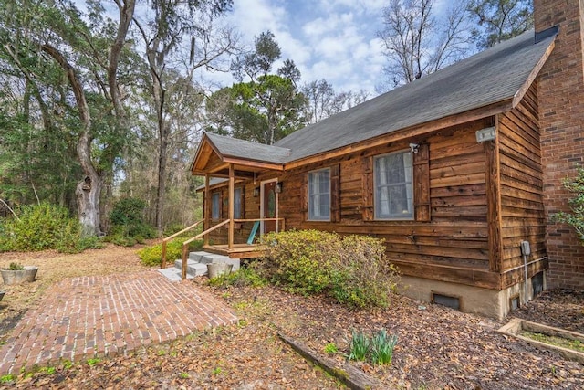 exterior space with a chimney