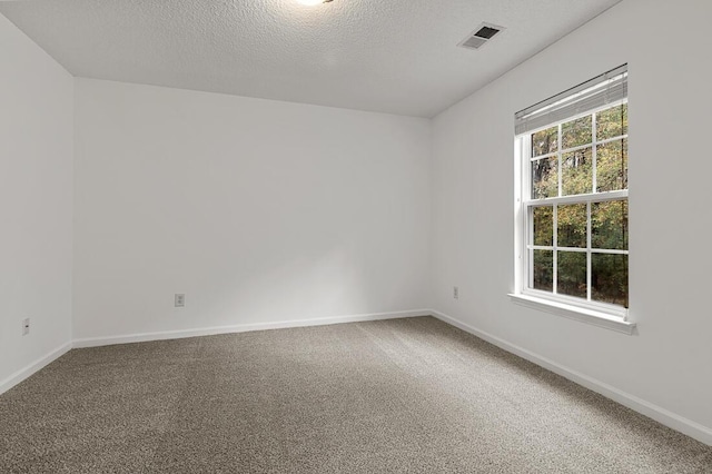 carpeted spare room featuring a textured ceiling