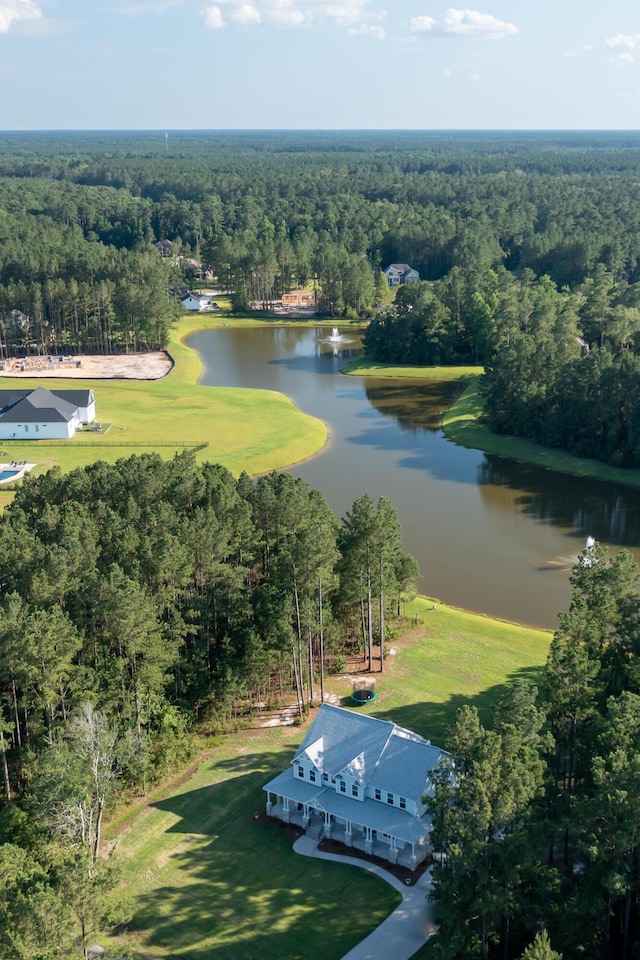 1130 Plantation Overlook Dr, Moncks Corner, SC 29461 - aerial view of property and surrounding area with a forest and a large body of water
