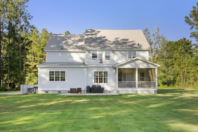 1130 Plantation Overlook Dr, Moncks Corner, SC 29461 - rear view of property with a balcony, a lawn, a patio area, and an outdoor living space