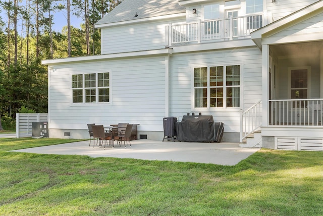 1130 Plantation Overlook Dr, Moncks Corner, SC 29461 - back of house with a balcony, a patio, a lawn, entry steps, and crawl space