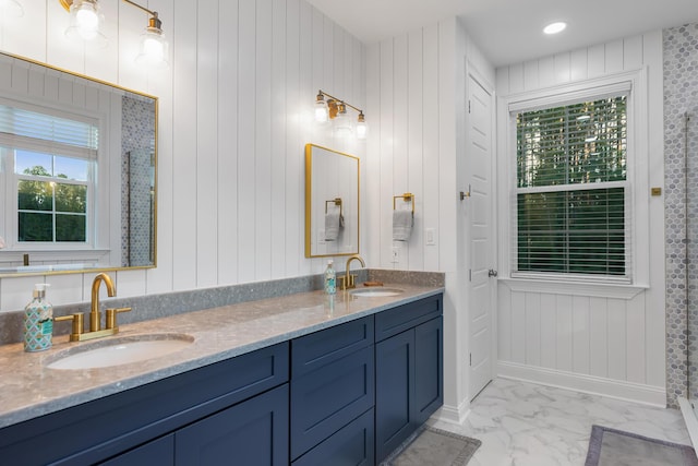 1130 Plantation Overlook Dr, Moncks Corner, SC 29461 - full bathroom featuring marble look tile flooring and double vanity