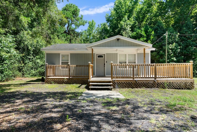 view of front of property with a deck