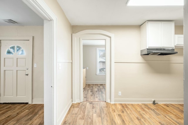 interior space with light hardwood / wood-style floors