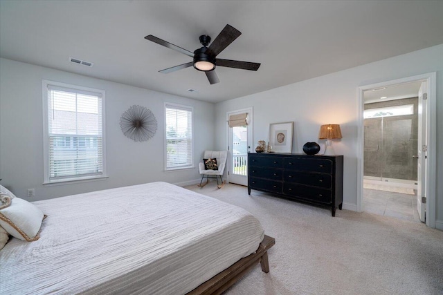2017 Geranium Ln, Johns Island, SC 29455 - bedroom featuring carpet floors, ensuite bathroom, and ceiling fan