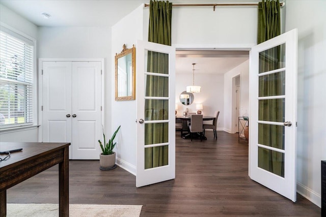 2017 Geranium Ln, Johns Island, SC 29455 - entrance foyer with french doors and dark wood-type flooring