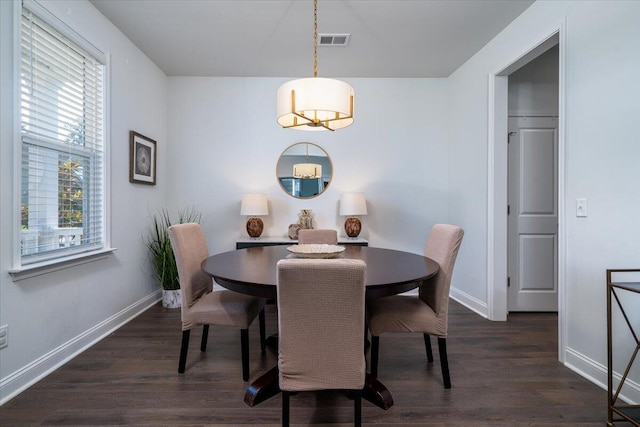 2017 Geranium Ln, Johns Island, SC 29455 - dining space with healthy amount of natural light, dark wood-style flooring, and a chandelier