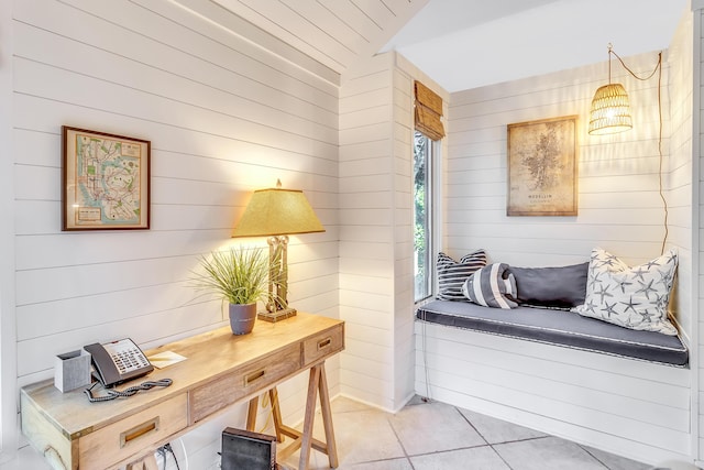 4403 Sea Forest Dr, Kiawah Island, SC 29455 - sitting room featuring wood walls and light tile patterned flooring
