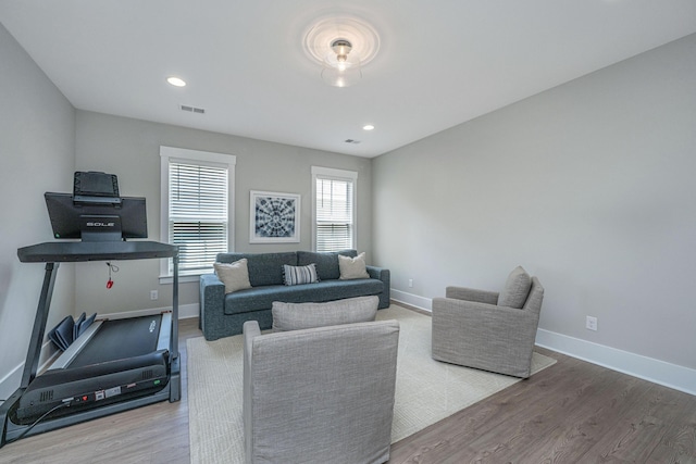 2282 Braided Ln, Mount Pleasant, SC 29466 - living room with visible vents, baseboards, and wood finished floors