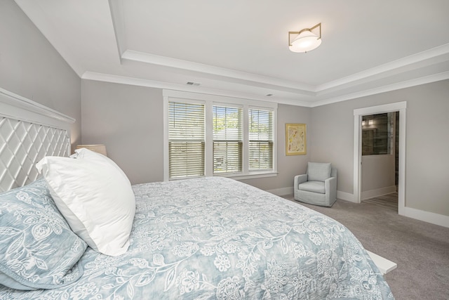 2282 Braided Ln, Mount Pleasant, SC 29466 - carpeted bedroom featuring visible vents, a tray ceiling, baseboards, and ornamental molding